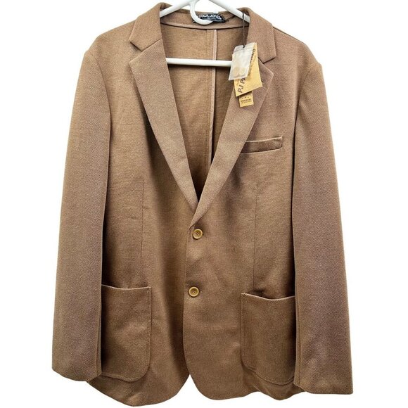 Paul Jones Men’s Casual Knit Blazer Jacket XL Camel Tan - NWT Lightweight Modern - Picture 1 of 7
